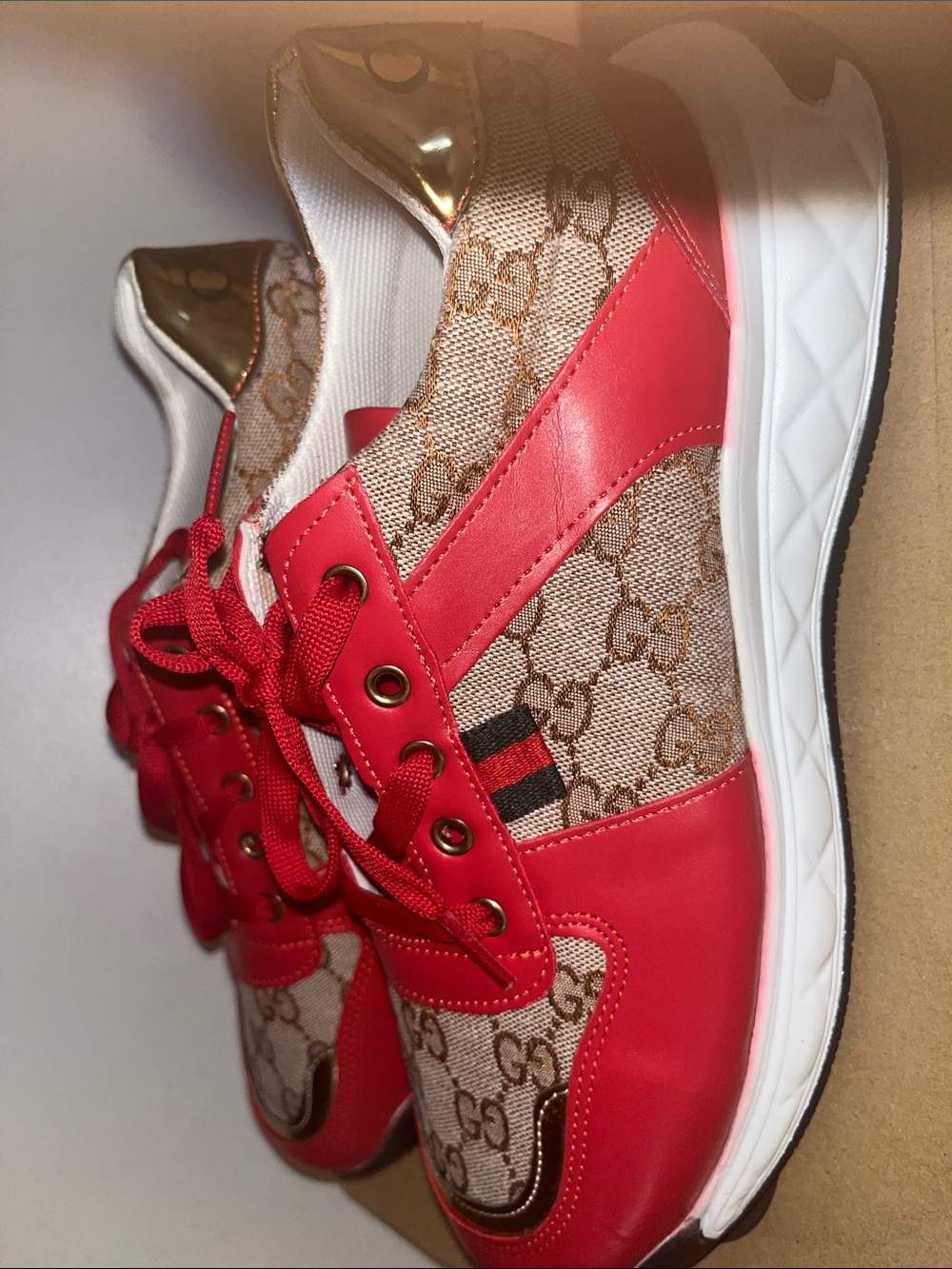 Red Designer-Style Women's Low-Top Sneaker